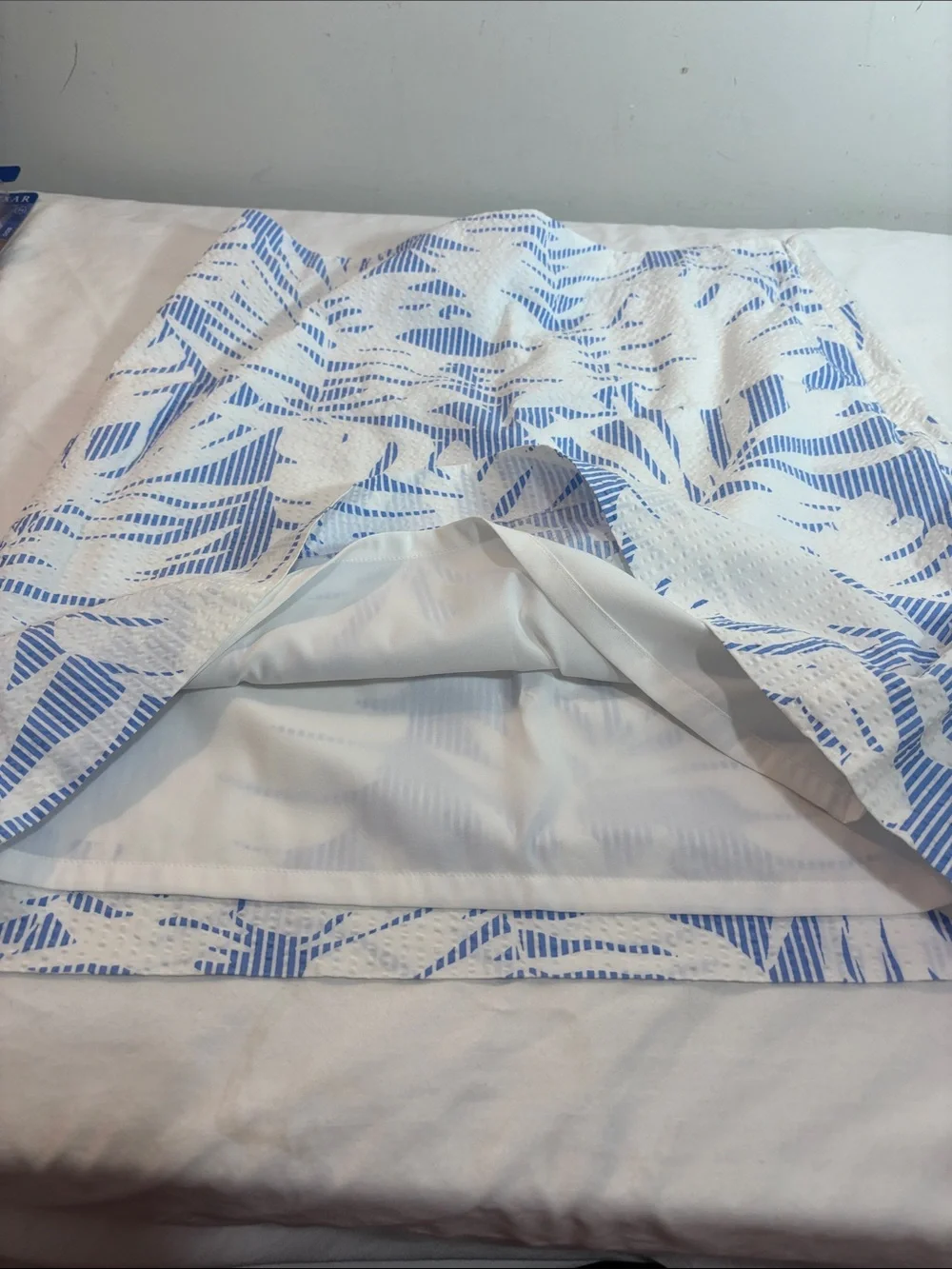 Talbots Blue and White Tropical-Print A-Line Skirt
